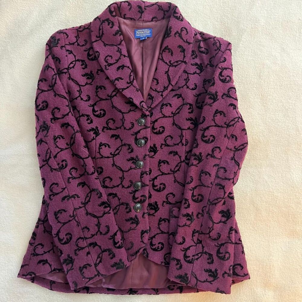 Women's Pendleton Purple-Black Blazer Dark Academia, Size M
